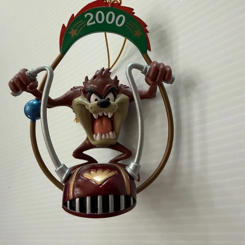 Vintage 2000 Taz Christmas Ornament Motorcycle Biker Handle Bars